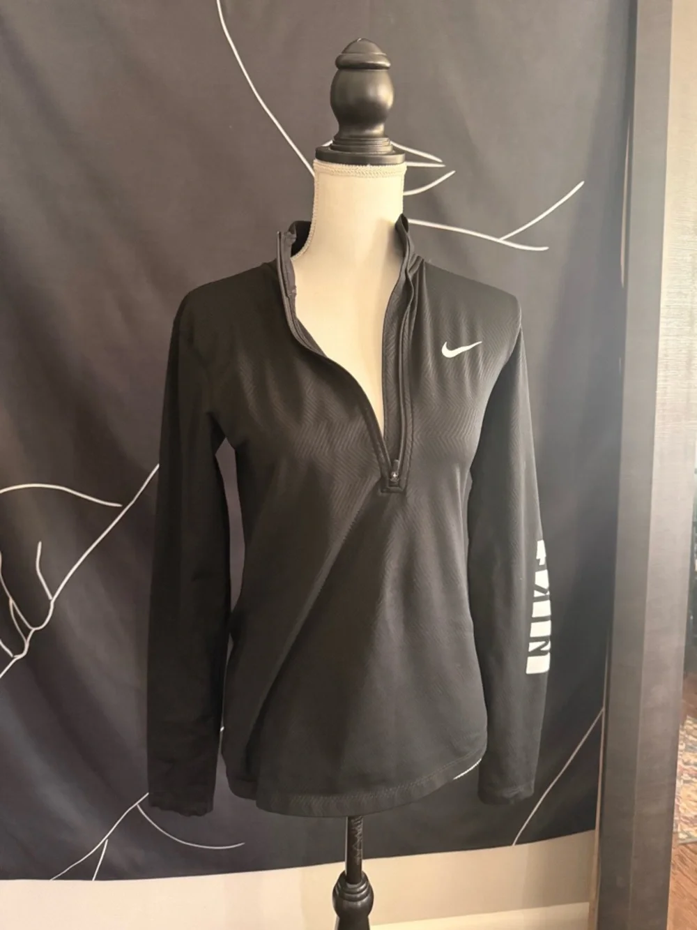 Nike Black Women's Long-Sleeve Quarter Zip Pullover - Picture 3 of 6